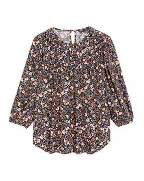 floral print round-neck top