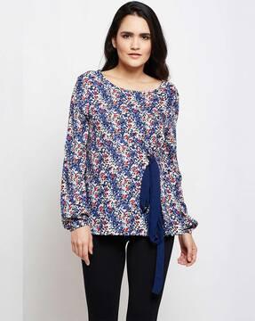 floral print round-neck top