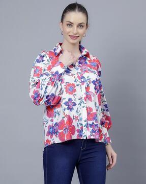 floral print round-neck top