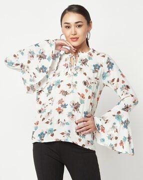 floral print round-neck top