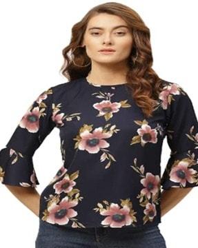 floral print round-neck top