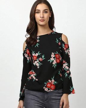 floral print round-neck top