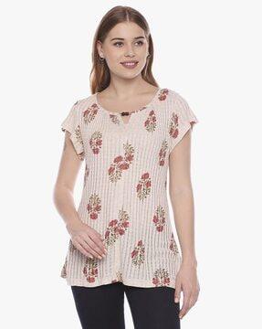 floral print round-neck tunic