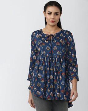 floral print round-neck tunic