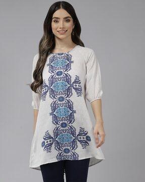 floral print round-neck tunic