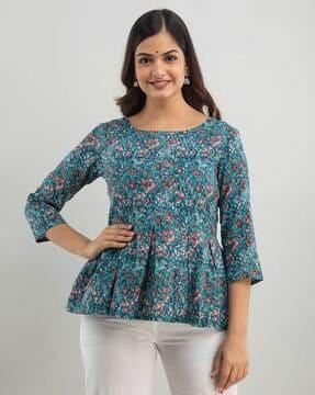 floral print round-neck tunic