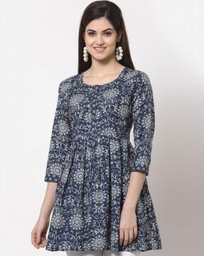 floral print round-neck tunic