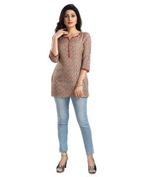 floral print round-neck tunic