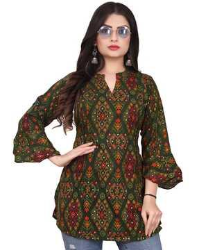 floral print round-neck tunic