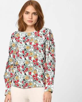 floral print rouns-neck top