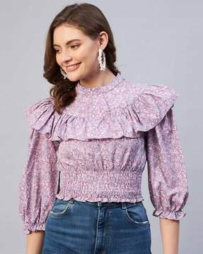 floral print ruffled top