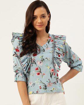 floral print ruffled top