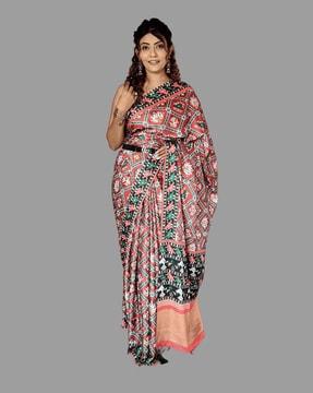 floral print saree with belt