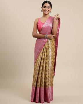 floral print saree with blouse piece