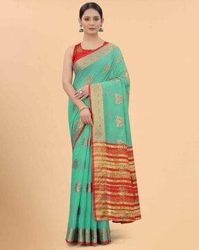 floral print saree with blouse piece