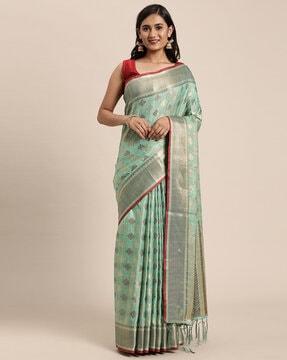 floral print saree with blouse piece