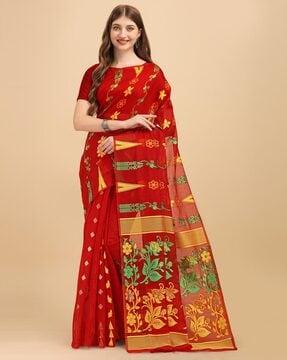 floral print saree with blouse piece