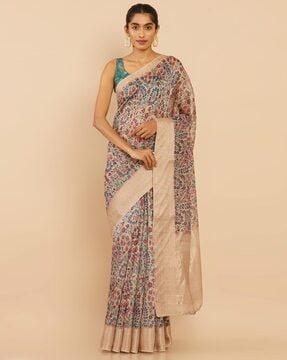 floral print saree with blouse piece