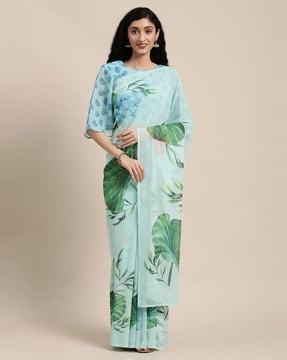 floral print saree with blouse piece