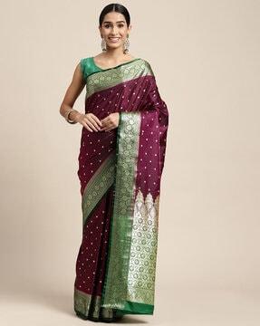 floral print saree with blouse piece