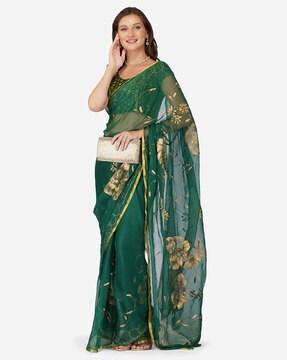 floral print saree with blouse piece