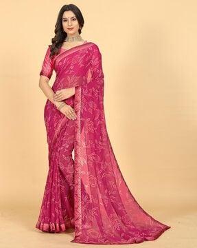 floral print saree with blouse piece