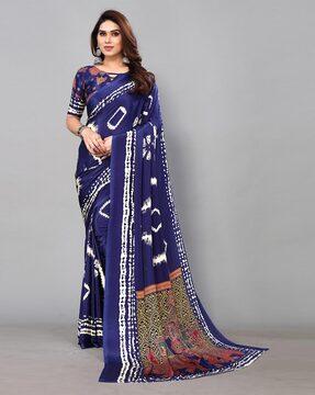 floral print saree with blouse piece