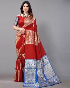 floral print saree with blouse piece