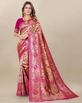 floral print saree with blouse piece