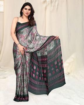 floral print saree with blouse piece