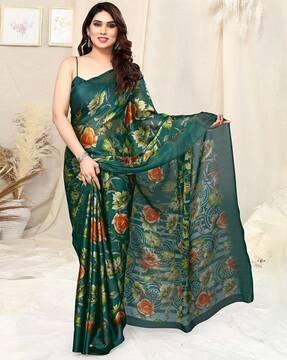 floral print saree with blouse piece