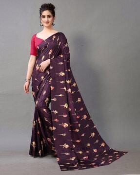 floral print saree with blouse piece