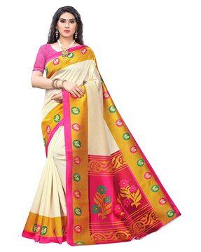 floral print saree with blouse