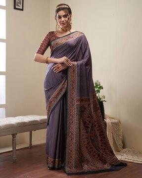 floral print saree with border