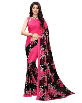 floral print saree with border