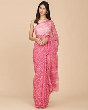 floral print saree with border