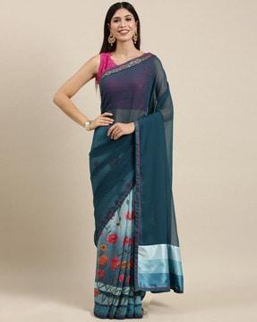 floral print saree with border