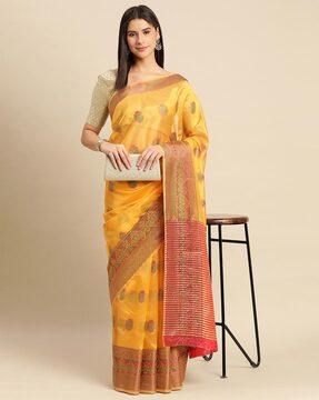 floral print saree with contrast border