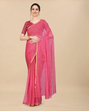 floral print saree with contrast border