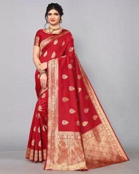 floral print saree with contrast border