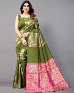 floral print saree with contrast border