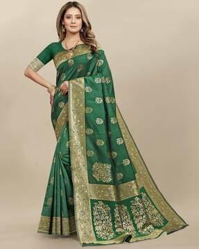 floral print saree with contrast border