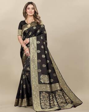 floral print saree with contrast border