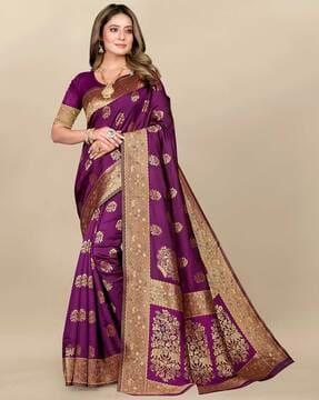 floral print saree with contrast border