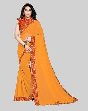 floral print saree with contrast border