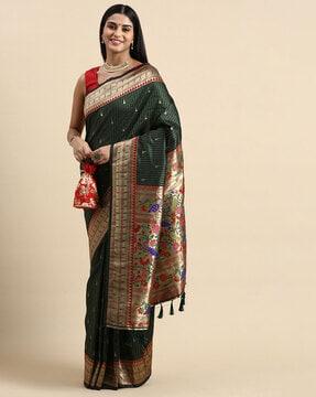 floral print saree with contrast border