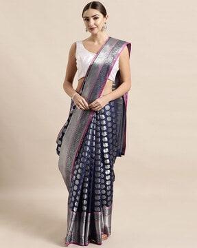 floral print saree with contrast border