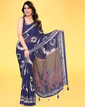 floral print saree with contrast border