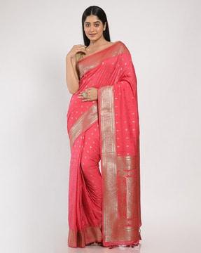 floral print saree with contrast border