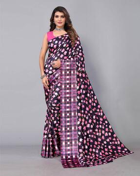 floral print saree with printed border